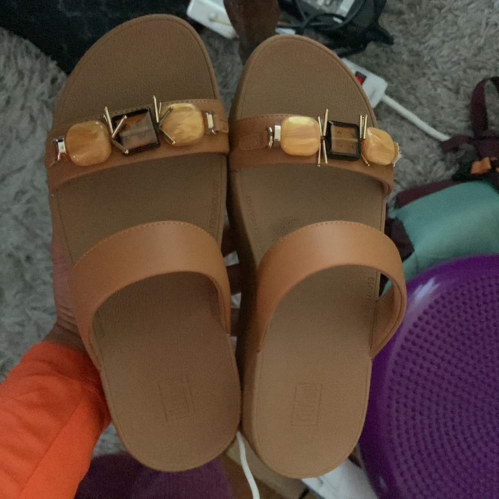 FitFlop gem slides hazelnut